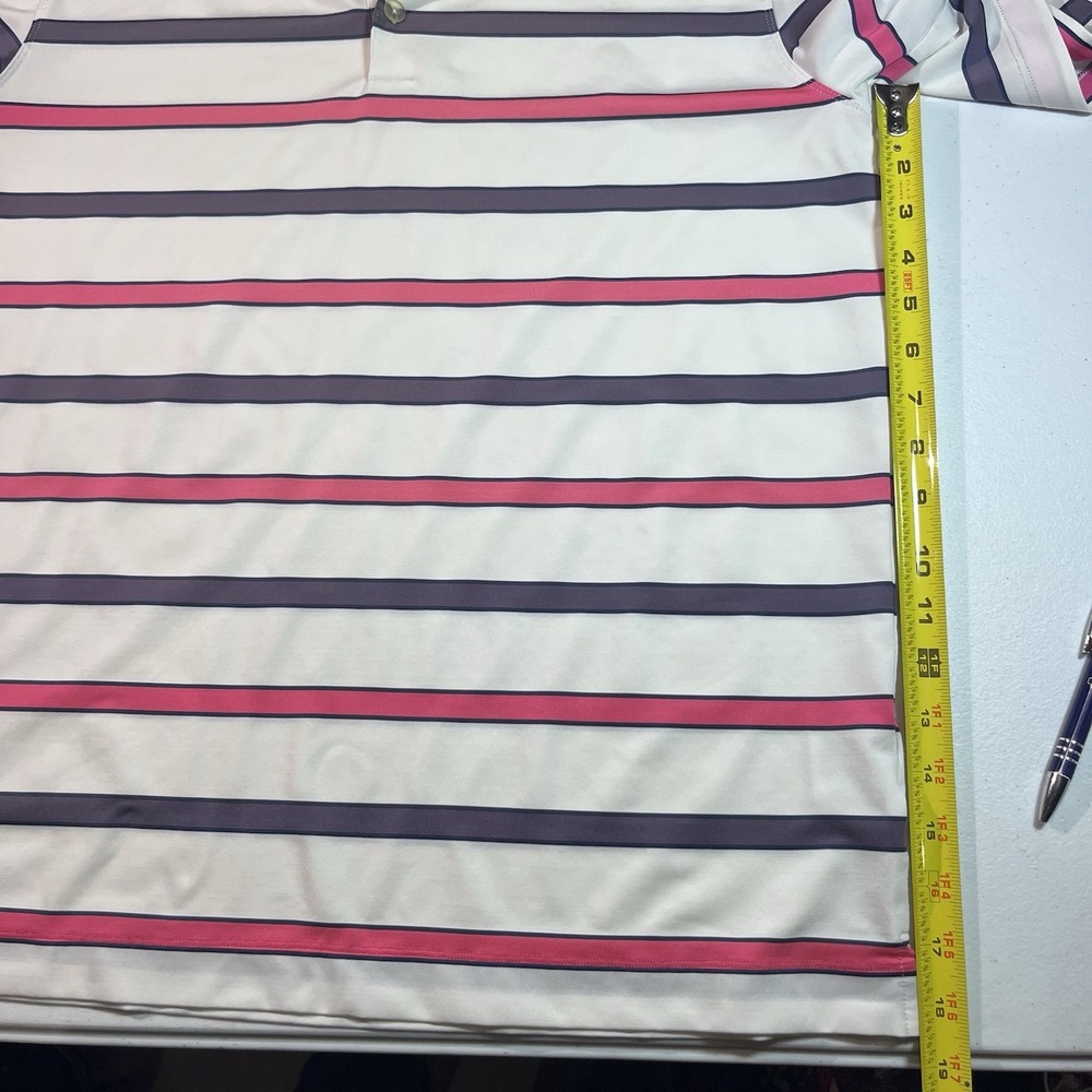 Nike DRI-FIT Striped Polo Golf Shirt Standard Fit Pink Striped Men's Size Medium - Picture 5 of 7
